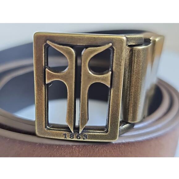 Frye Women\'s Brown Leather Twist Reversible Belt DC859C | Size Large